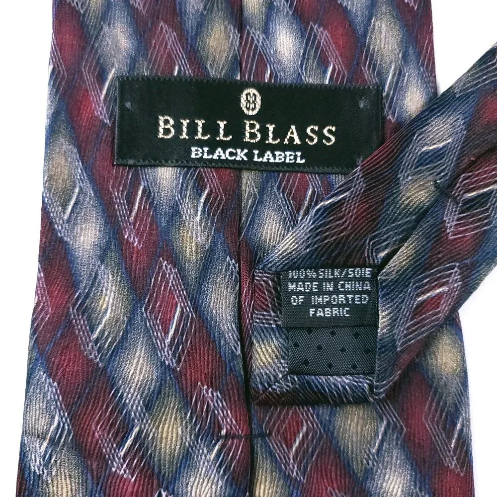 Bill Blass Black Label Men Necktie 100% Silk Geometric 61x3.75 - NWOT